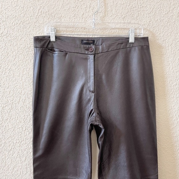 Vintage BCBGMaxAzria Lea Pants Leather Straight Chic Retro Western Brown 10 - Picture 7 of 16